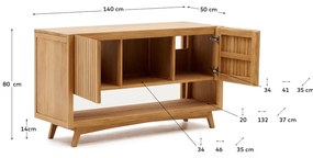 Nízka skrinka pod umývadlo z teakového dreva v prírodnej farbe 140x80 cm Kuveni – Kave Home