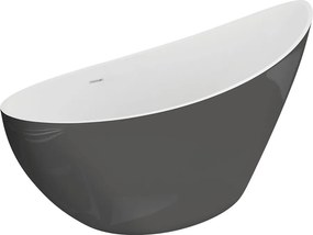 Polimat Akrylátová voľne stojaca vaňa Zoe 180x80 POLIMAT-Rozmery: 180x80, POLIMAT-Farba vane: Biela / grafit lesk