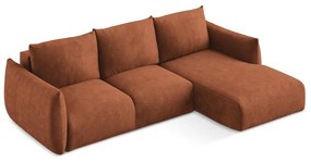 Terakotová ženilková rozkladacia rohová pohovka (pravý roh/s leňoškou) Leila – Makamii