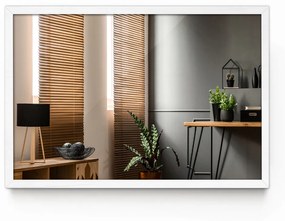 Dizajnové obdĺžnikové obývačkové zrkadlo biely rám MDF 80x60 cm