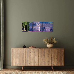 Obraz - Levanduľové pole (s hodinami) (90x30 cm)