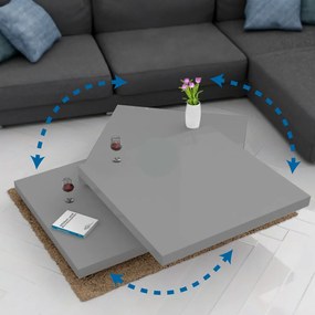 Konferenčný stolík NY – 60 x 60 cm – vysoký lesk šedý