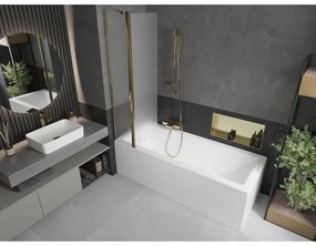 Mexen Flip, vaňová zástena 1-krídlová 80 x 150 cm, otočné krídlo, 6 mm námraza sklo, zlatý profil, 894-080-101-50-30