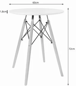 Jedálenský stôl TODI biely 60 cm s dvoma stoličkami MARK sivé