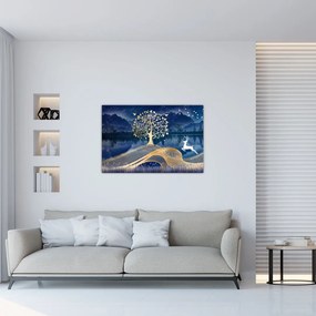Obraz jeleňov pri splne (90x60 cm)