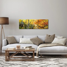 Obraz - Romantická alej pozdĺž vody, olejomaľba (s hodinami) (90x30 cm)