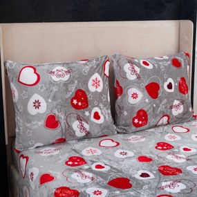 Obliečky mikroplyš VIANOČNÉ SRDCE sivé Rozmer obliečky: 70 x 90 cm | 140 x 200 cm
