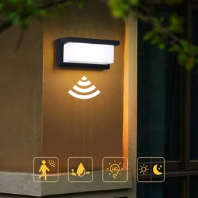 Brilagi-LED Vonkajšie nástenné svietidlo so senzorom BRICKY LED/12W/230V čern IP54