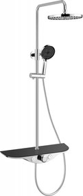 Mexen Exxo, sprchová sada s ručnou a dažďovou hlavicou, chrómová-čierna, 78113-71