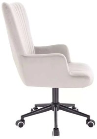LuxuryForm DESIGN Kreslo AMADEO VELUR na čiernej podstave s kolieskami - svetlo šedé