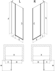 Mexen, Mexen Mist L Otočné sprchové dvere 105 cm, transparentné, chróm - 8A4L-105-000-01-00