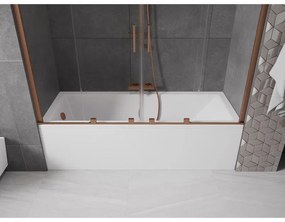 Mexen Velar Duo, 2-krídlová posuvná vaňová zástena 180 x 150 cm, 8mm číre sklo, medený matný profil, 896-180-000-02-65