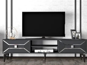 TV stolík/skrinka Velono (antracit + strieborná) . Vlastná spoľahlivá doprava až k Vám domov. 1095242