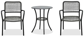 Autronic - Balkónový set 1+2, stůl 60x60, židle umělý ratan barva antracit, kov antracit - AZ-L1103 GREY AKCE