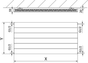 Mexen, Panelový radiátor Mexen Line CL11 600 x 1200 mm, bočné pripojenie, 940 W, biely - W411L-060-120-00