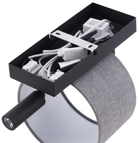 Moderná nástenná lampa čierna so sivou guľatou a lampou na čítanie - Puglia