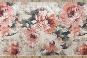 Protišmykový behúň LOTUS BOUQUET 52900 kvety béžový / ružový