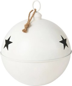 Biela antik závesná kovová ozdoba rolnička Baub L - Ø 51*60 cm
