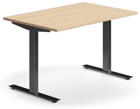Kancelársky stôl QBUS, rovný, 1200x800 mm, T-rám, čierny rám, dub