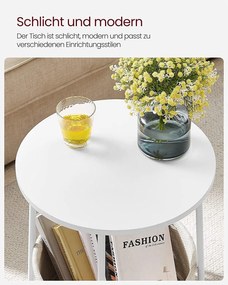 Okrúhly príručný stolík, malý stolík, biela a béžová farba