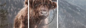 Obraz - Highlander krava (s hodinami) (90x30 cm)