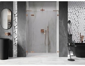 Mexen Lunar L, ľavé otočné sprchové dvere 160 cm, 8mm číre sklo, medený matný profil, 834SL-160-050-65-00-L