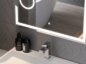 Mexen Onyx, LED kúpeľňové zrkadlo s podsvietením a kozmetickým zrkadielkom 80x60 cm, 6000K, ochrana proti zahmlievaniu, 9813-080-060-611-00