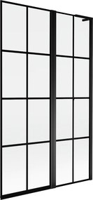 Mexen Mist L, 2-krídlová vaňová zástena, pravá 110 x 150 cm, čierna mriežka, čierna - 8A9L-110-011-70-77-P