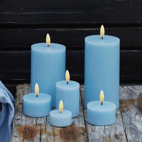 SIRIUS LED vosková sviečka Sille, svetlomodrá, 7,5 x 15 cm
