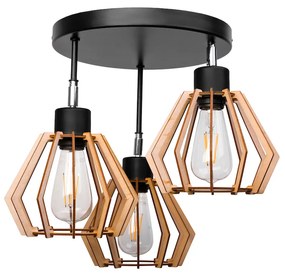 BERGE Stropné závesné svietidlo 3xE27 DIAMOND WOOD