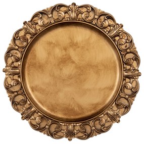 Zlato-hnedý plastový tanier s ornamentami - Ø 33 * 2 cm