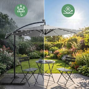 Záhradný slnečník MILIN s LED osvetlením 300 cm svetlosivý