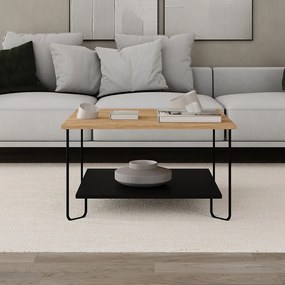 Konferenčný stolík s doskou v dubovom dekore v čierno-prírodnej farbe 80x80 cm Tonka – Marckeric