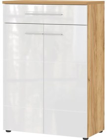 Biela prírodná skrinka na topánky v dekore duba Aledo - Germania