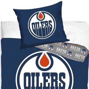 Hokejové posteľné obliečky NHL Edmonton Oilers - motív Shields - 100% bavlna renforcé - 70 x 90 cm + 140 x 200 cm