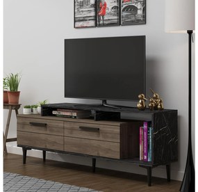 TV stolík/skrinka Kiniva (orech + čierna + mramor) . Vlastná spoľahlivá doprava až k Vám domov. 1095265