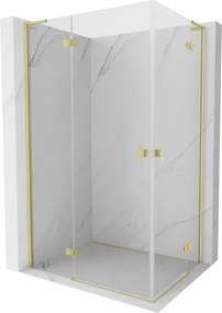 Mexen Mist-H L Duo, 2-krídlový sprchový kút 110 x 105 cm, číre sklo, zlatý matný profil, 8A5L-110L-105P-55-00