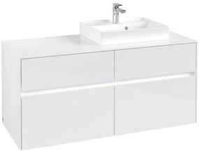 VILLEROY &amp; BOCH Collaro závesná skrinka pod umývadlo na dosku (umývadlo vpravo), 4 zásuvky, s LED osvetlením, 1200 x 500 x 548 mm, Glossy White, C072B0DH