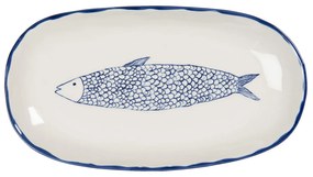 Keramický servírovací tanier s modrým dekorom ryby Atalante - 30 * 16 * 3 cm