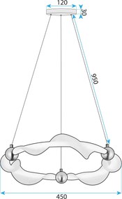 Toolight Toolight, LED závesné osvetlenie 45cm, 29W, 2500lm, 4000K, G010-CP, zlatá-biela, OSW-06317