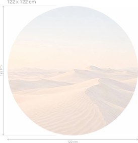 Púštne duny za súmraku minimalistická kruhová akvarelová dekorácia s piesočnými dunami na stenu do obývačky arch 46 x 46 cm