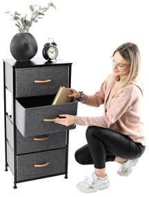 Komoda PALMERA s látkovými zásuvkami, čierna