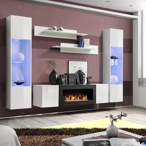 Obývacia stena + Biokrb Fly M3 + sklo biela + LED