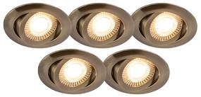 Sada 5 moderných zapustených bodových svetiel bronzových vrátane LED 3-stupňových stmievateľných - Mio