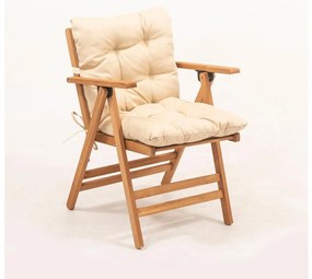 Skladacie záhradné kreslo s vankúšom, béžové/habr