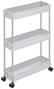 Servírovací vozík, 3 poličky, 60x40x13cm, biely
