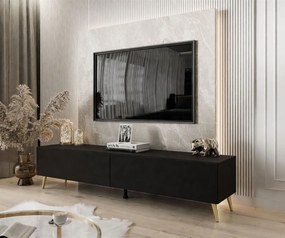 TV STOLÍK ELEGANTE 3 ČIERNY MATNÝ + ZLATÉ NOŽIČKY 175 cm