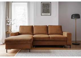 Oranžovohnedá menčestrová rozkladacia rohová pohovka (ľavý roh) Lofty Lilly – Miuform