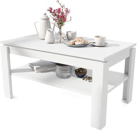 Rozkladací konferenčný stôl so zvíhacou doskou a poličkou ADEN biela