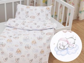 Biante Detské bavlnené posteľné obliečky do postieľky Sandra SA-368 Spiace zvieratká na oblohe Do postieľky 90x140 a 40x60 cm